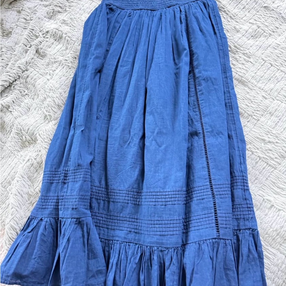 American Eagle Women’s Blue Tiered Maxi/Midi Skirt - Classic Boho Style